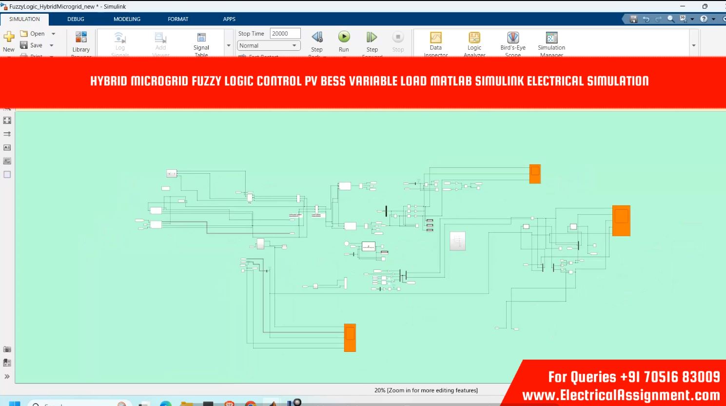 Hybrid Microgrid Fuzzy Logic Control PV BESS Variable Load Simulink Simulation screenshot 4